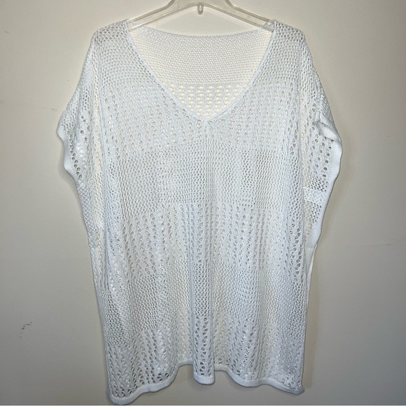 Shein Swim Cover Up White Boho Crochet Bohemian Tunic One Size - Picture 7 of 8